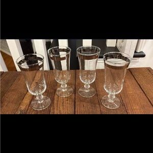 Vintage Clear Glass Goblets Set (4)